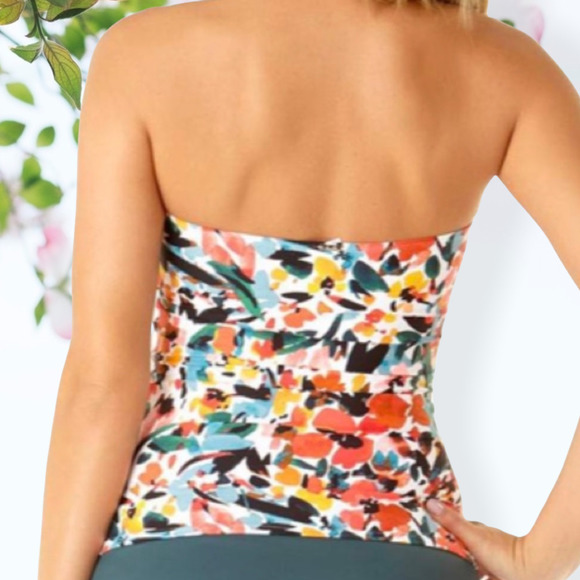 Anne Cole Sunset Flower Knot Bandeau M - Picture 3 of 8